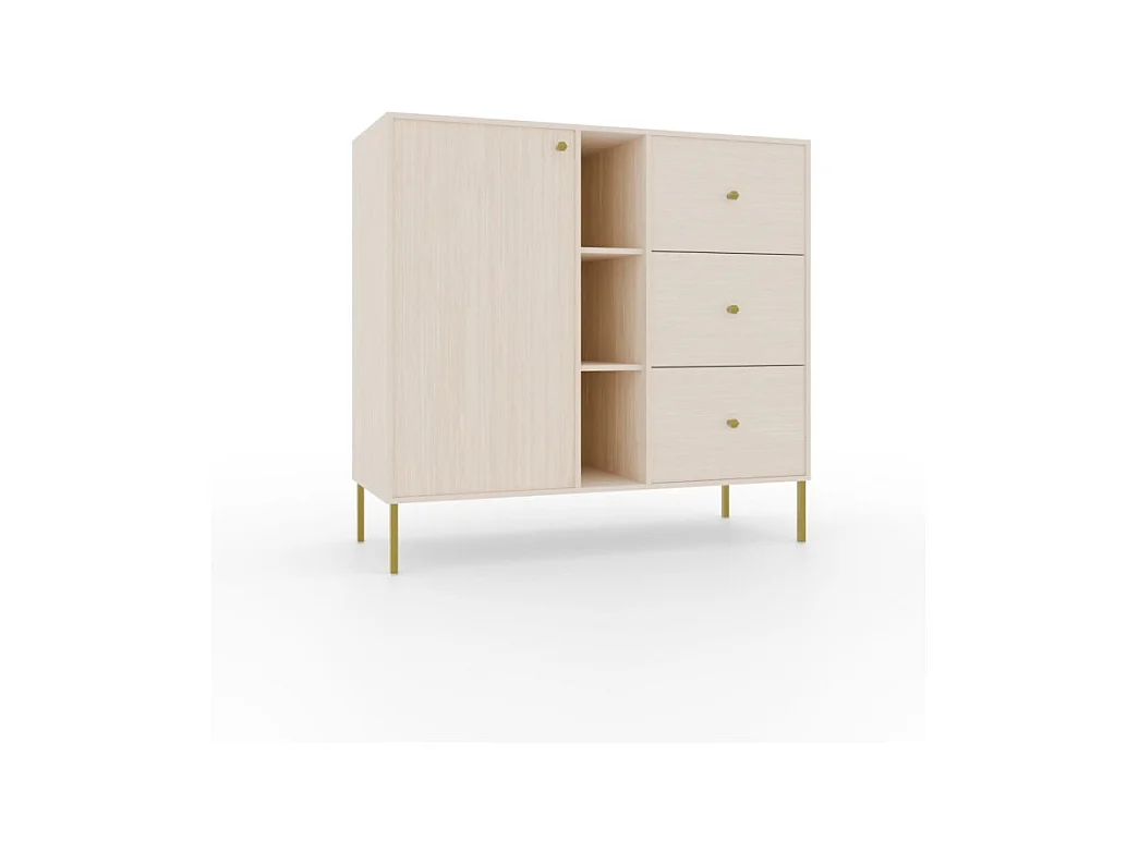 Buffet Tuli Compact/portes battantes/tiroirs/plateau de meuble/Beige