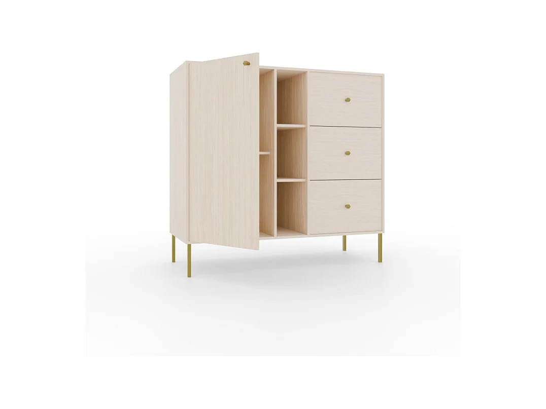 Buffet Tuli Compact/portes battantes/tiroirs/plateau de meuble/Beige