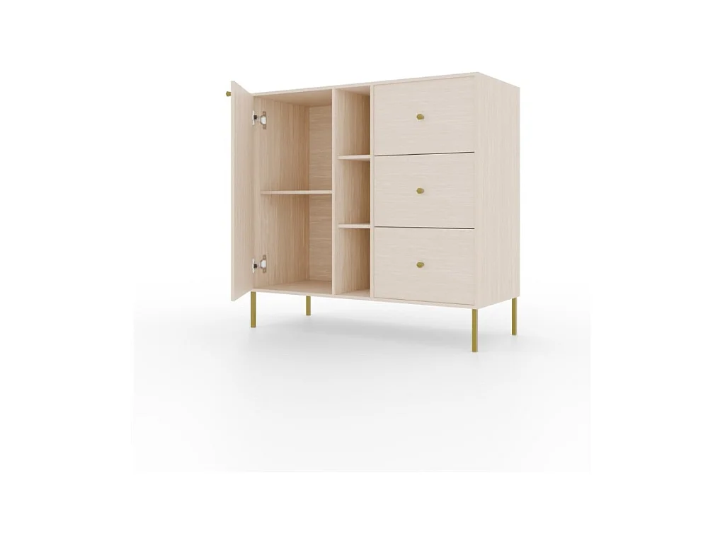 Buffet Tuli Compact/portes battantes/tiroirs/plateau de meuble/Beige