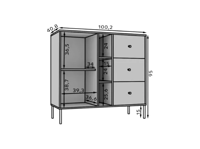 Buffet Tuli Compact/portes battantes/tiroirs/plateau de meuble/Beige