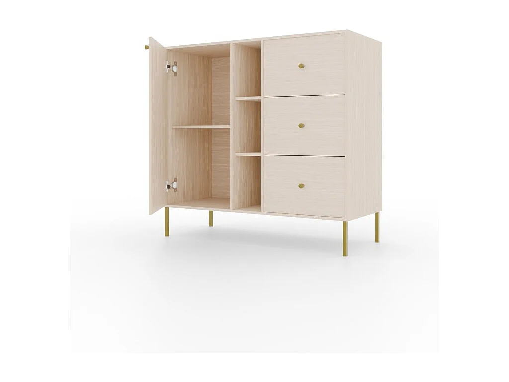 Credenza Tuli Compact/ante a battente/cassetti/piano del mobile/Beige