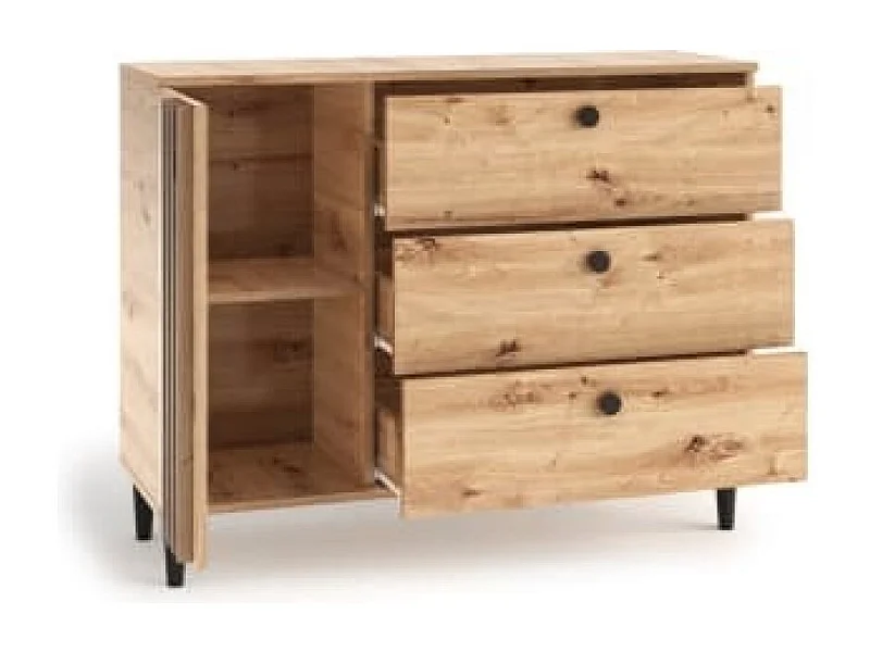 Sideboard Lavinia Lux/Drehtüren/Schubladen/Möbelplatte/Braun