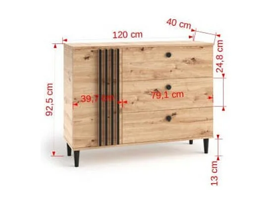 Sideboard Lavinia Lux/Drehtüren/Schubladen/Möbelplatte/Braun