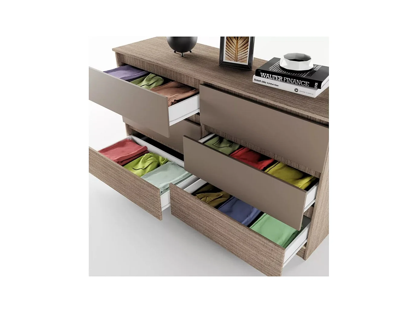 Sideboard Meta/Schubladen/Möbelplatte/Grau&Braun