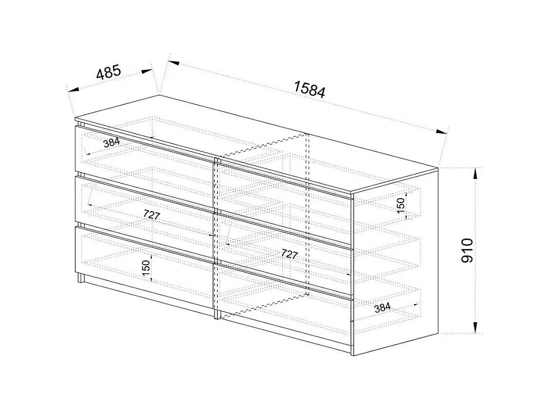 Sideboard Meta/Schubladen/Möbelplatte/Grau&Braun
