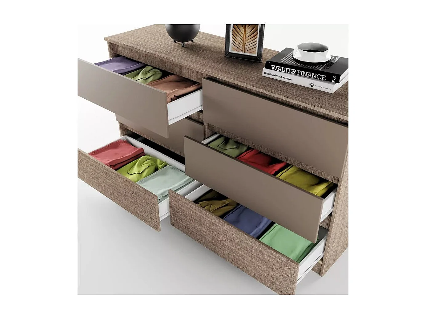 Sideboard Meta/Schubladen/Möbelplatte/Grau&Braun