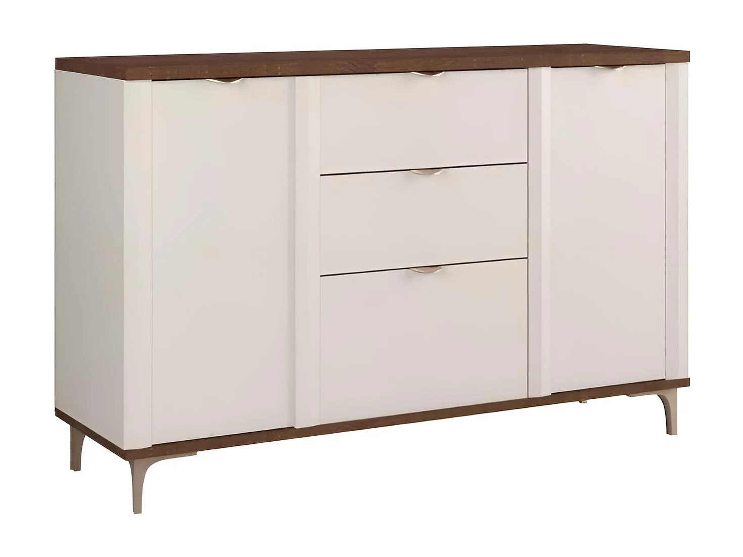 Sideboard Manila/Drehtüren/Schubladen/Möbelplatte/Beige&Braun