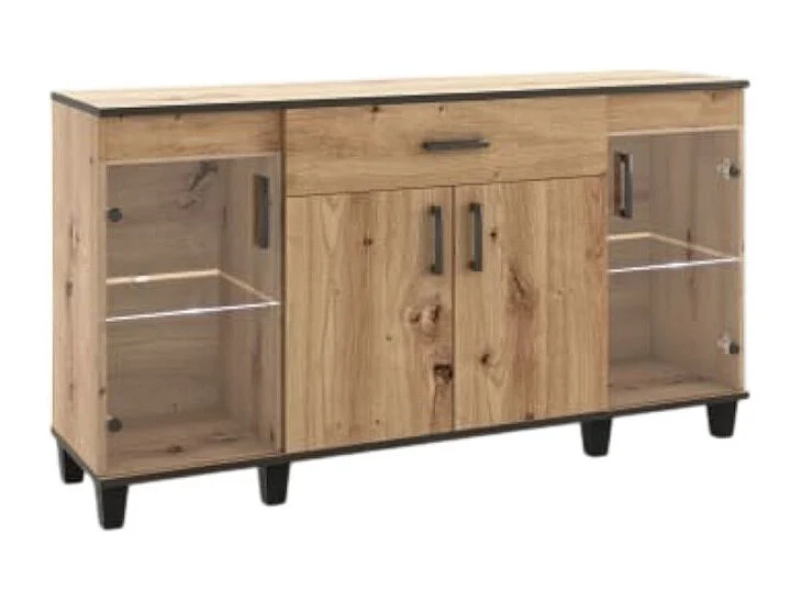 Buffet Pauline Lux/Portes battantes/Tiroirs/Plateau de meuble/Marron