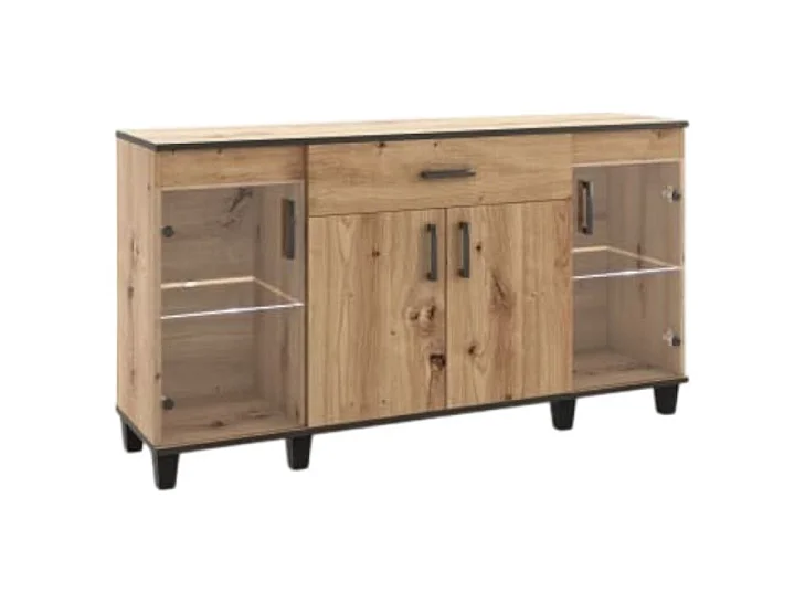 Buffet Pauline Lux/Portes battantes/Tiroirs/Plateau de meuble/Marron