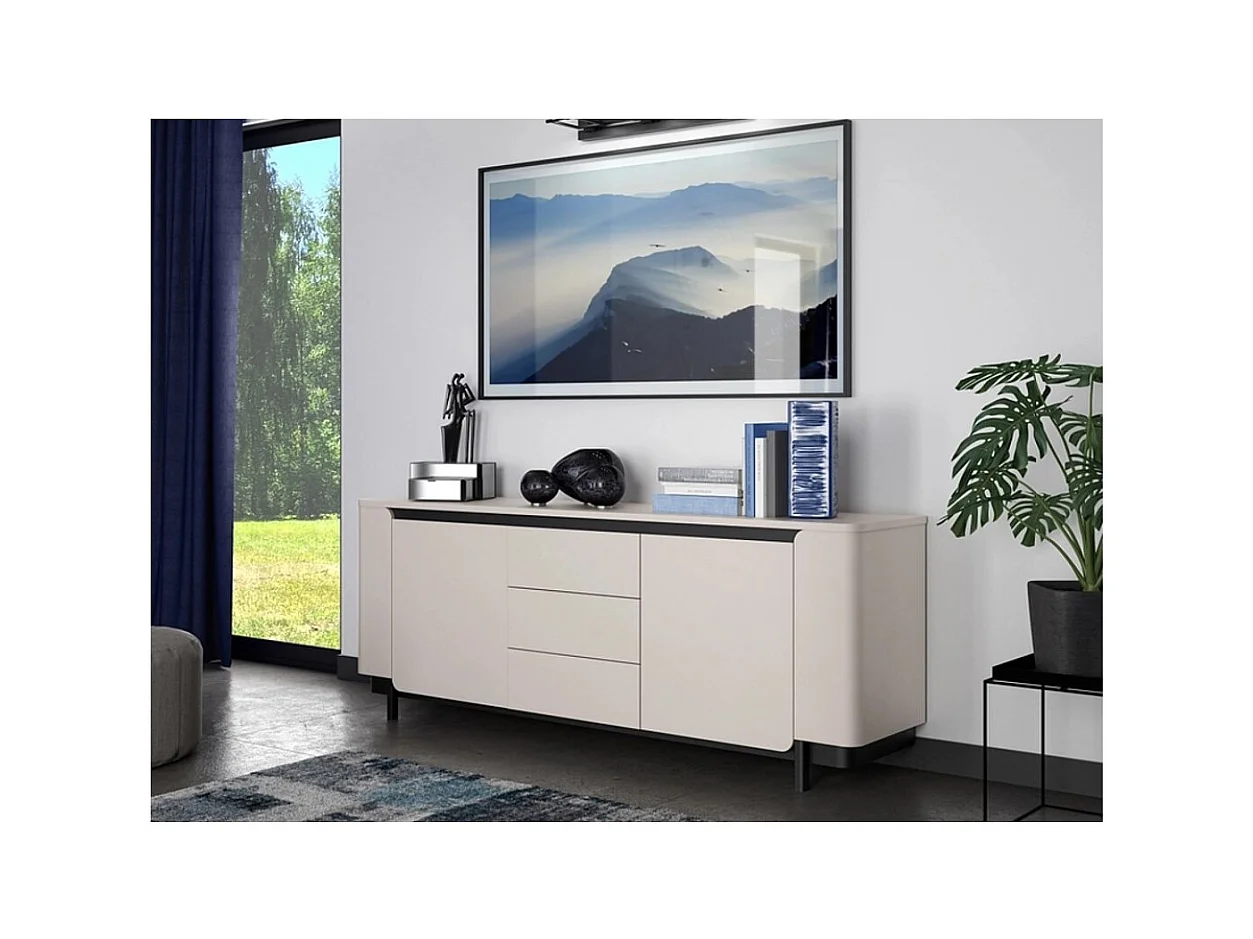 Credenza Zeff/Ante a battente/Cassetti/Piano del mobile/Beige