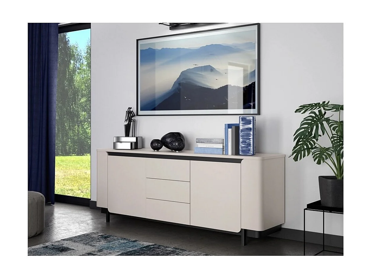 Credenza Zeff/Ante a battente/Cassetti/Piano del mobile/Beige