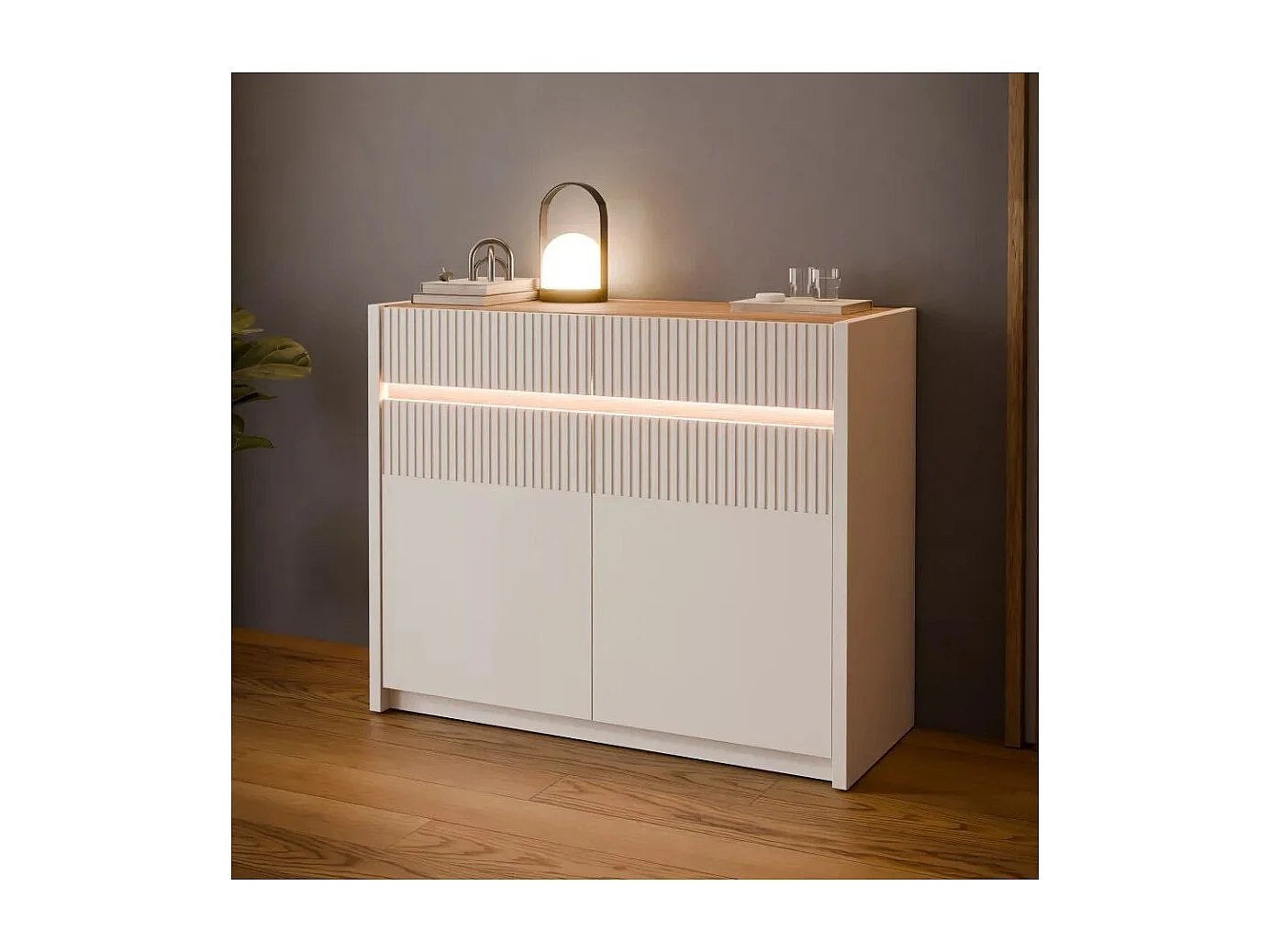 Credenza Skver/Ante a battente/Cassetti/MDF/Beige