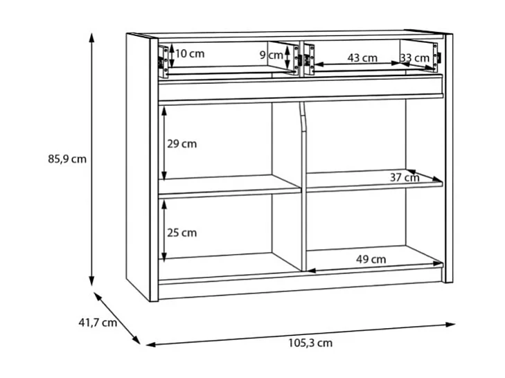 Credenza Skver/Ante a battente/Cassetti/MDF/Beige