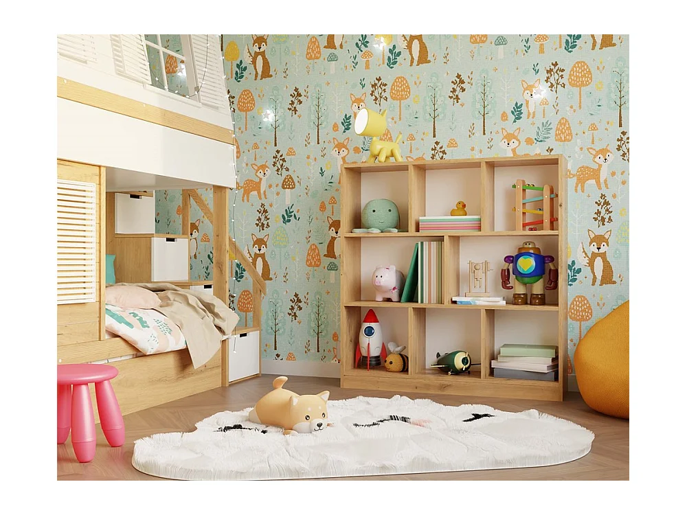 Regał Fiesta 8P | Dąb Artisan |100x24x104 cm | Otwarta konstrukcja