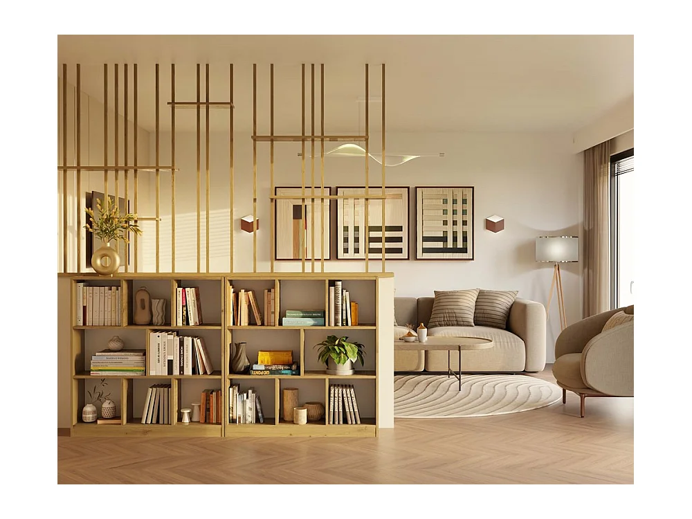 Regał Fiesta 8P | Dąb Artisan |100x24x104 cm | Otwarta konstrukcja