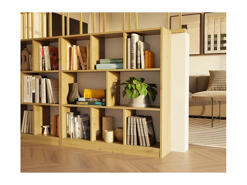 Regał Fiesta 8P | Dąb Artisan |100x24x104 cm | Otwarta konstrukcja