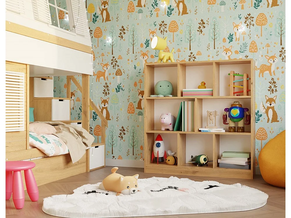 GILDA – Biblioteca 8 estantes – Dimensiones 104x100x24 cm – Mueble de almacenamiento - artesanal