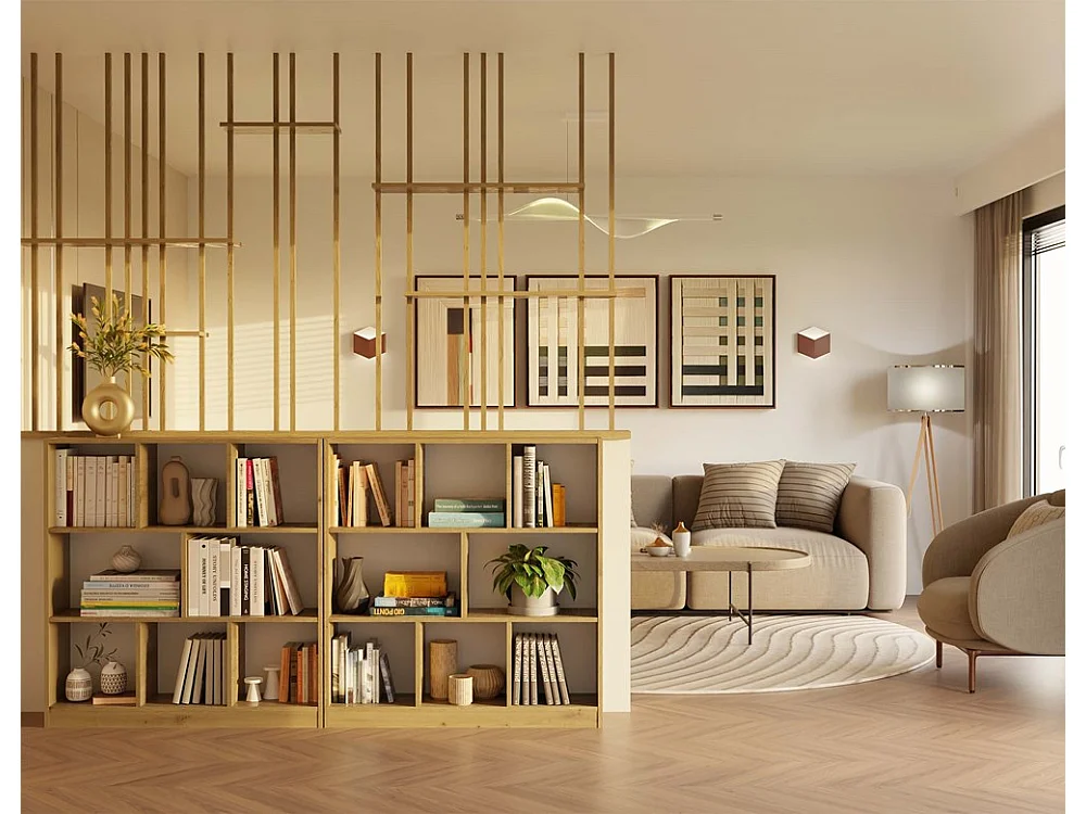 GILDA – Biblioteca 8 estantes – Dimensiones 104x100x24 cm – Mueble de almacenamiento - artesanal