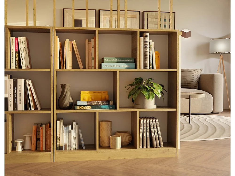 GILDA – Biblioteca 8 estantes – Dimensiones 104x100x24 cm – Mueble de almacenamiento - artesanal