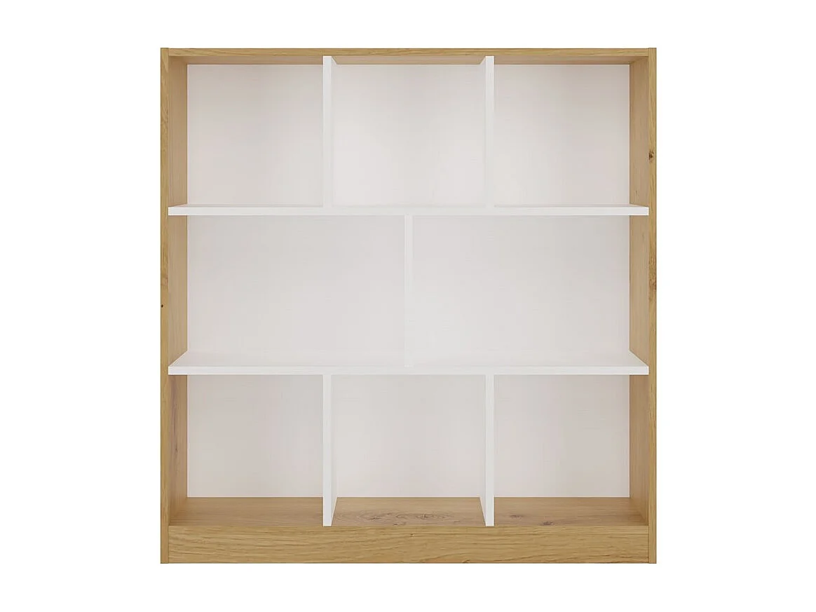 GILDA - Bibliothèque 8 étagères - Dimensions 104x100x24 cm - Meuble de rangement - Artisan et blanc