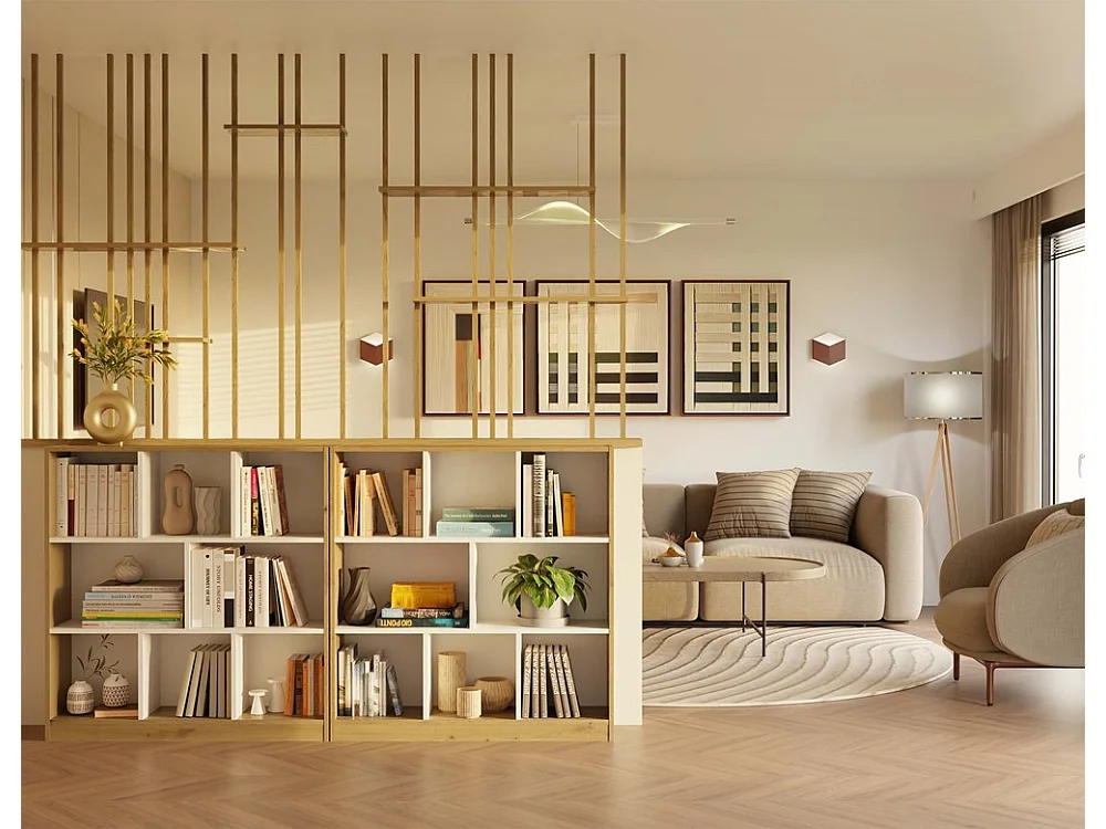 Regał Fiesta 8P | Dąb Artisan/Biały |100x24x104 cm | Otwarta konstrukcja