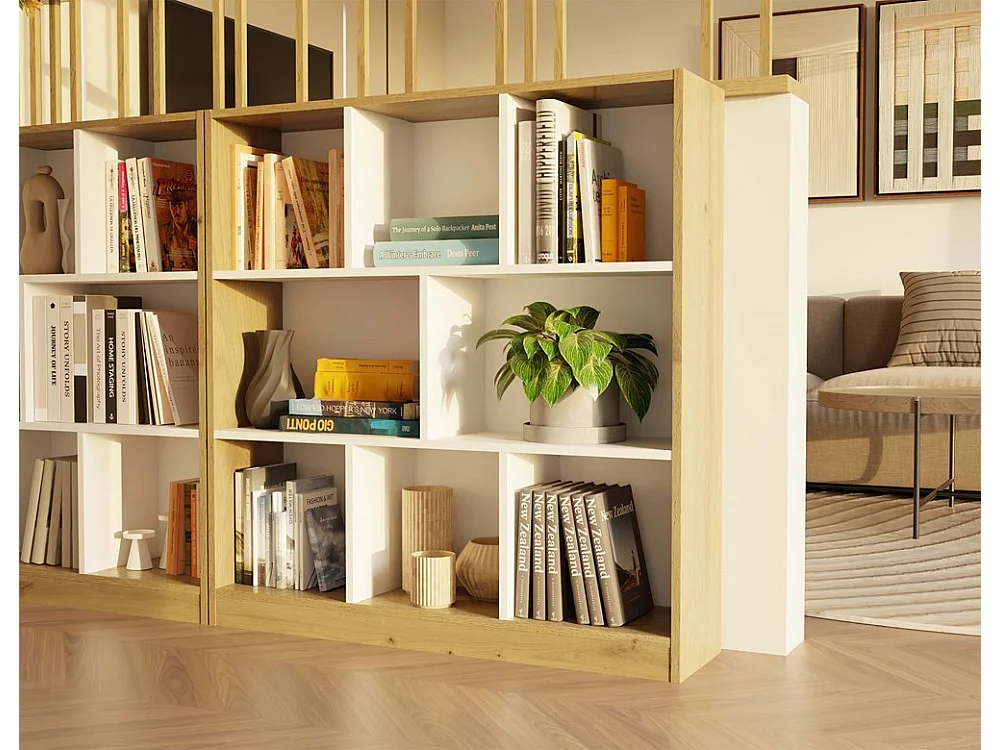 Regał Fiesta 8P | Dąb Artisan/Biały |100x24x104 cm | Otwarta konstrukcja