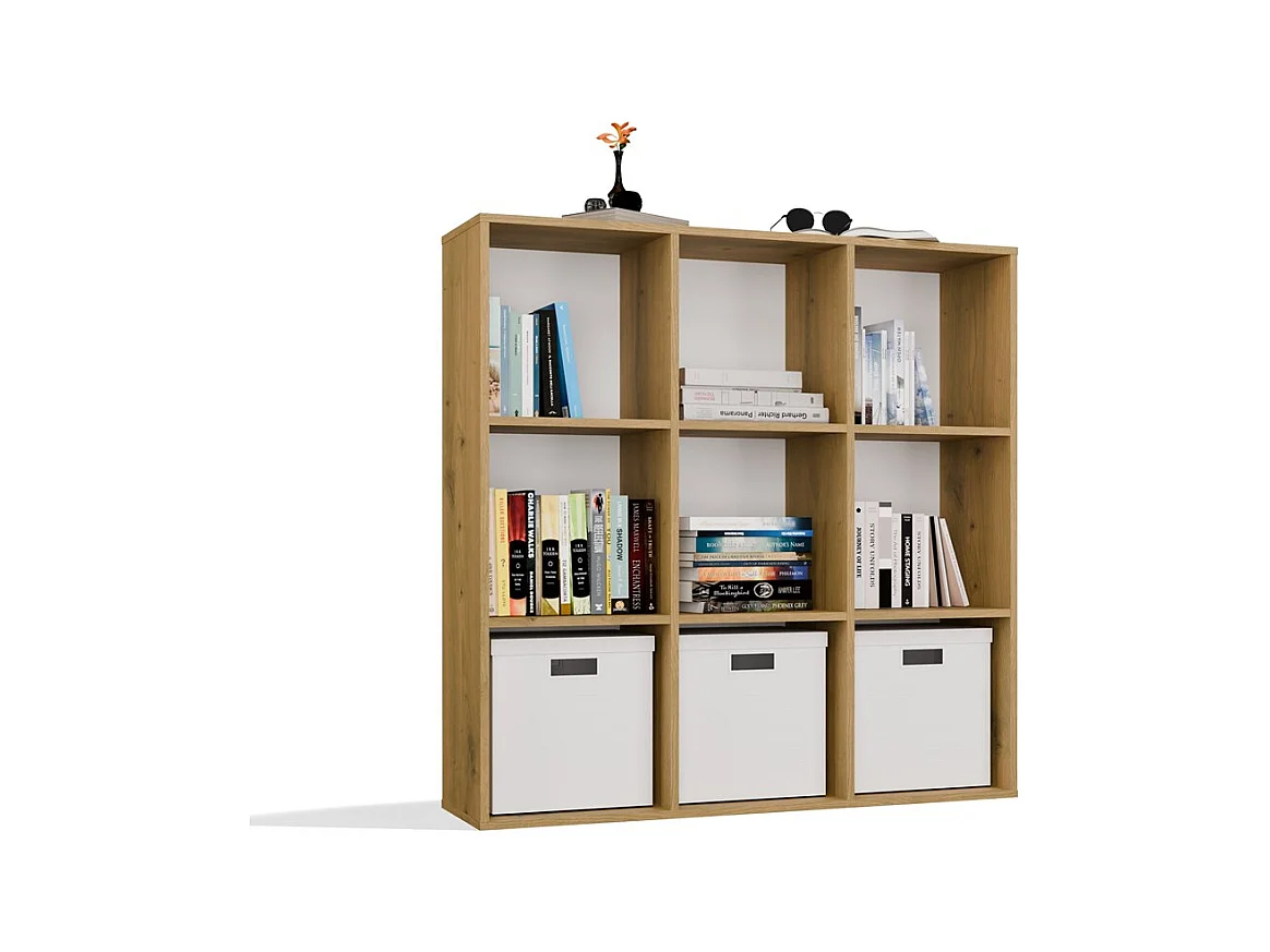 Regał MALAX 3X3 H |  Dąb Artisan  | 110,5x30x110,5 cm |  Regał 9 Komór