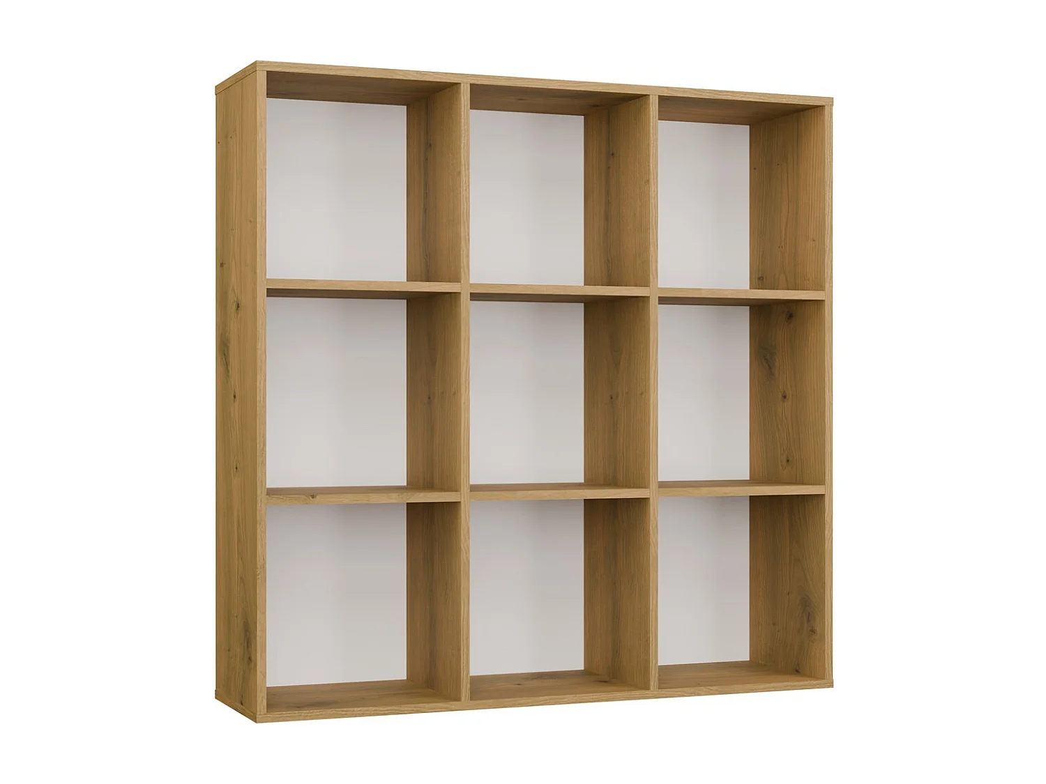 MALAX - Étagère cubique avec fond intégré – Chêne artisan – 9 compartiments