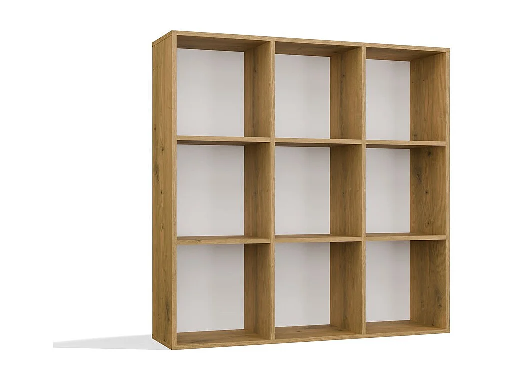 MALAX - Étagère cubique avec fond intégré – Chêne artisan – 9 compartiments