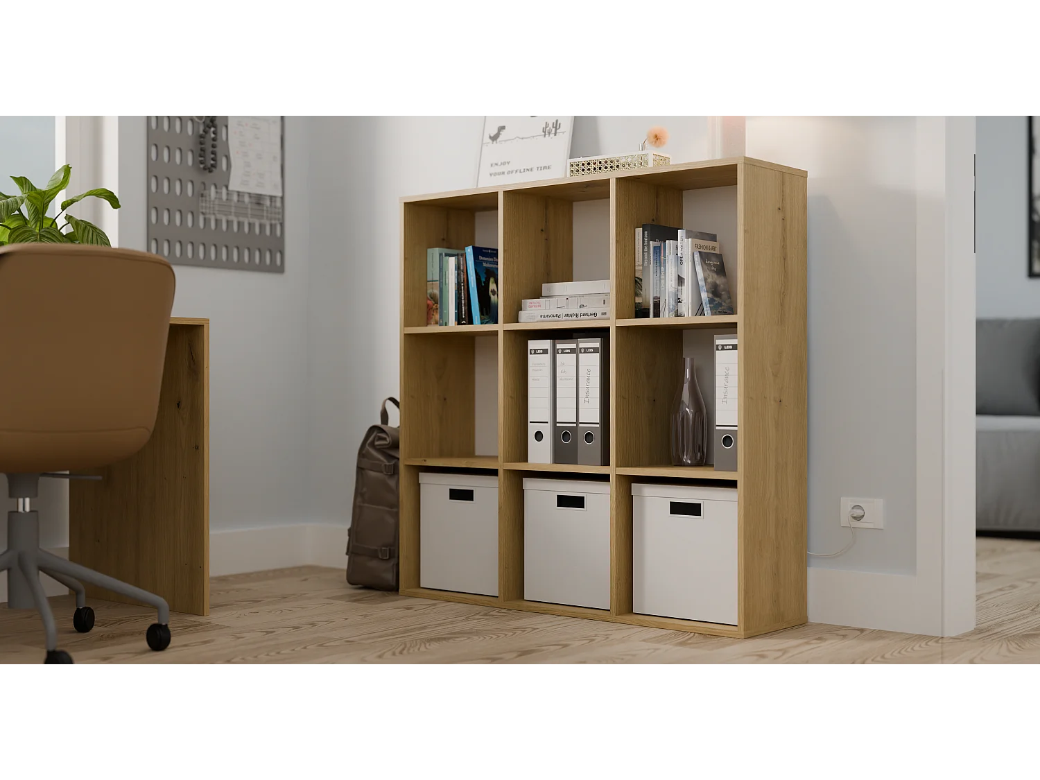 Regał MALAX 3X3 H |  Dąb Artisan  | 110,5x30x110,5 cm |  Regał 9 Komór