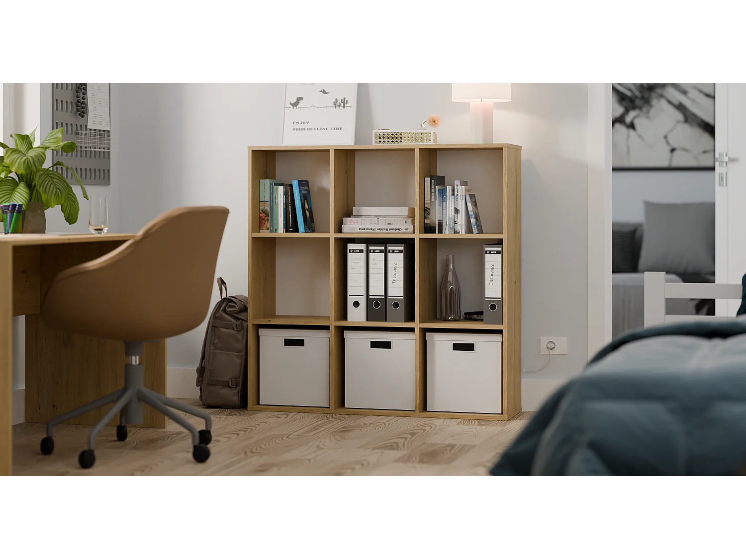 Regał MALAX 3X3 H |  Dąb Artisan  | 110,5x30x110,5 cm |  Regał 9 Komór