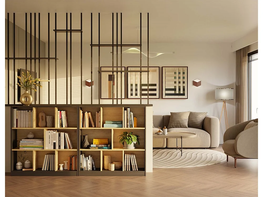 Regał Fiesta 8P |  Antracyt/Dąb Artisan | 100x24x104 cm | Otwarta konstrukcja