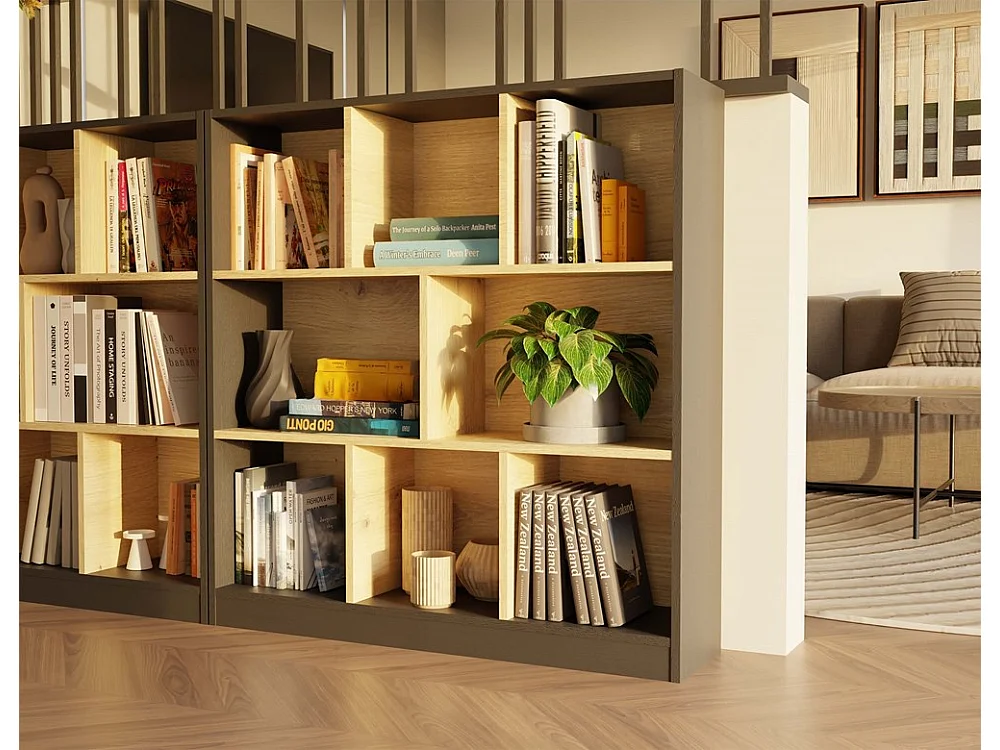 Regał Fiesta 8P |  Antracyt/Dąb Artisan | 100x24x104 cm | Otwarta konstrukcja