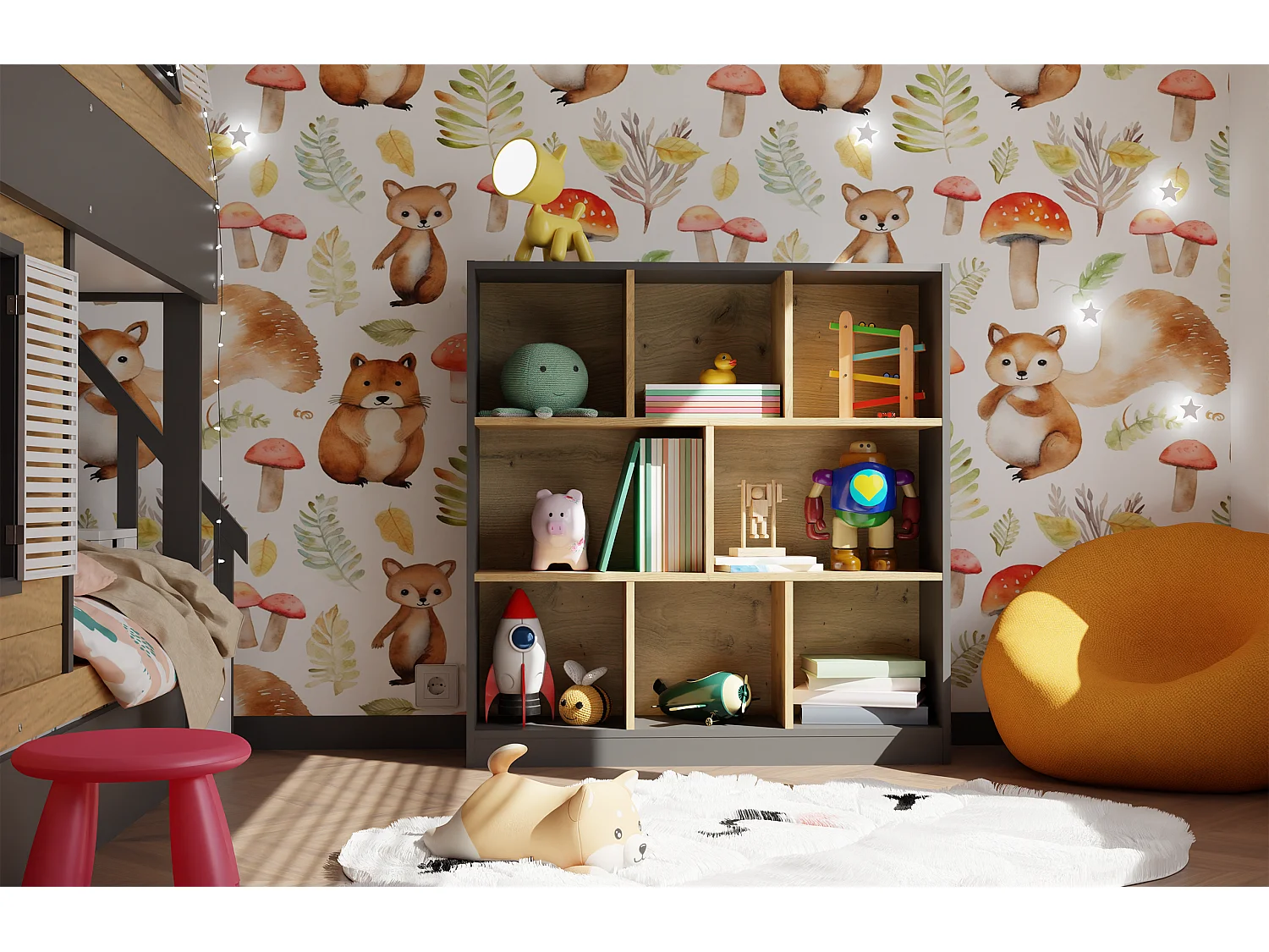 Regał Fiesta 8P |  Antracyt/Dąb Artisan | 100x24x104 cm | Otwarta konstrukcja