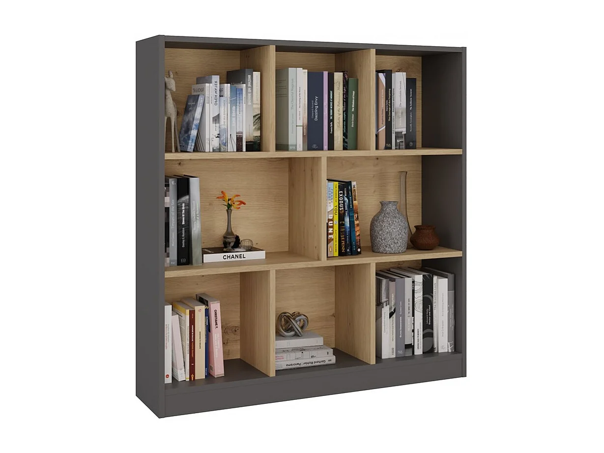 Regał Fiesta 8P |  Antracyt/Dąb Artisan | 100x24x104 cm | Otwarta konstrukcja