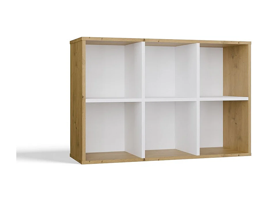 Regał Malax MINI 2X3 |  Biały/Dąb Artisan | 90x30x60 cm |Regał Komorowy