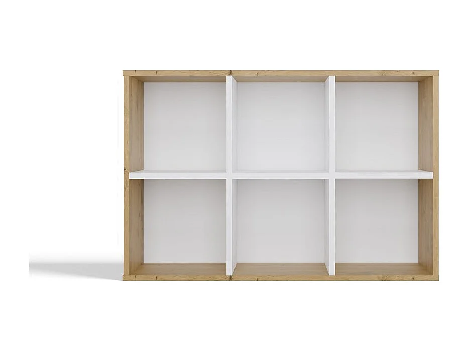 Regał Malax MINI 2X3 |  Biały/Dąb Artisan | 90x30x60 cm |Regał Komorowy