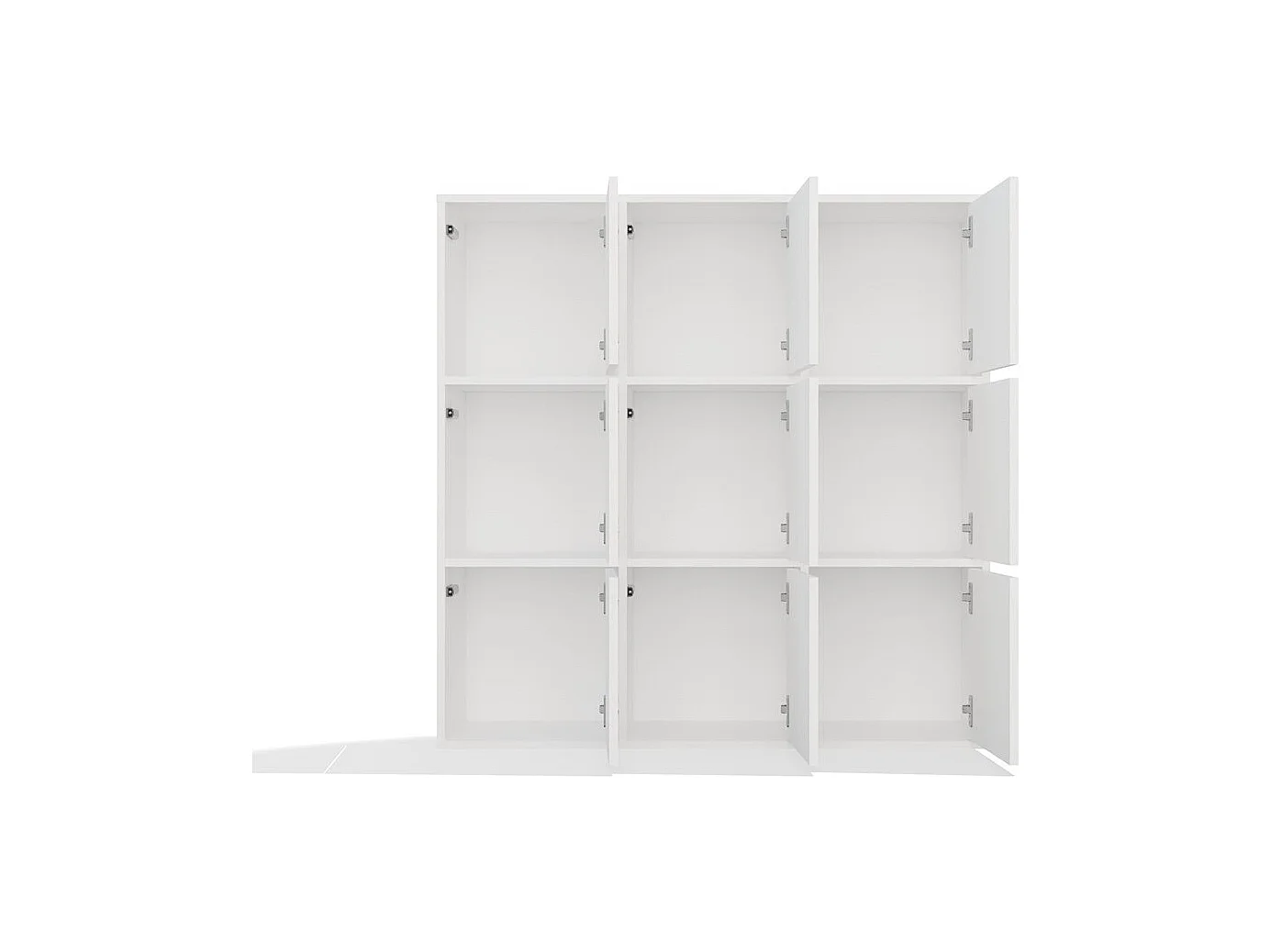 MALAX - Étagère blanche – 3 portes – Compartiments cubiques 110×110 cm – Système Tip-On