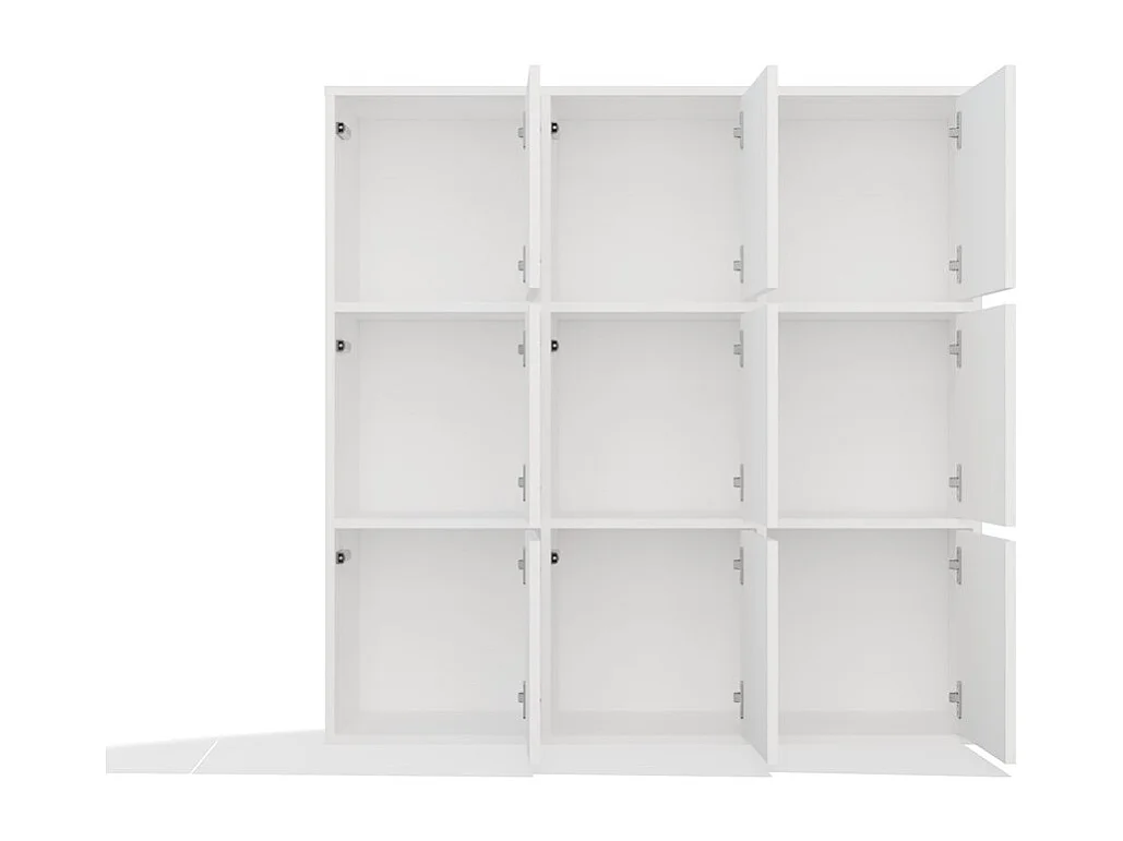 Regał MALAX 3x3 | Biały | 110.5x30x110.5 cm |Z 3 Drzwiami TIP-ON