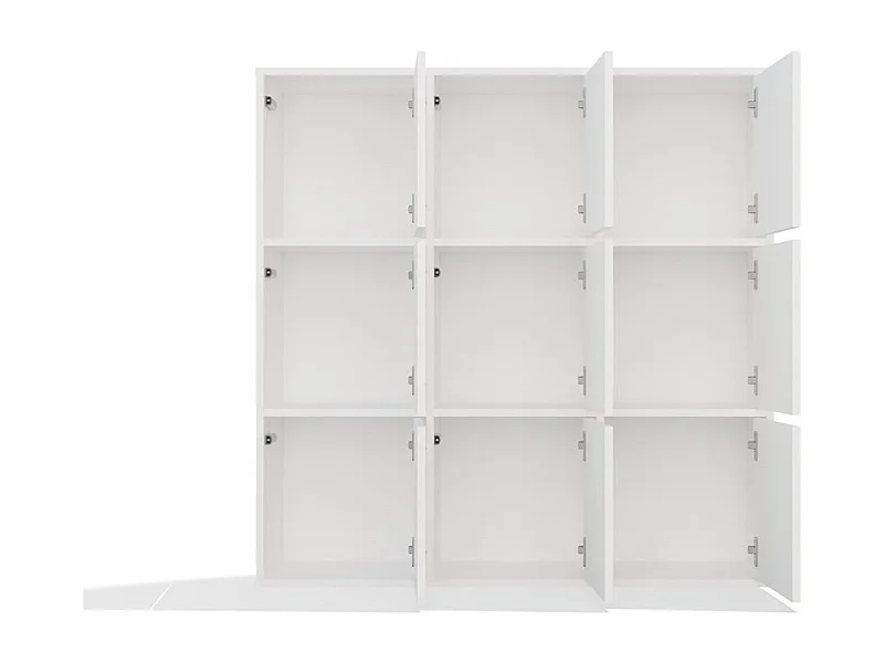 Regał MALAX 3x3 | Biały | 110.5x30x110.5 cm |Z 3 Drzwiami TIP-ON