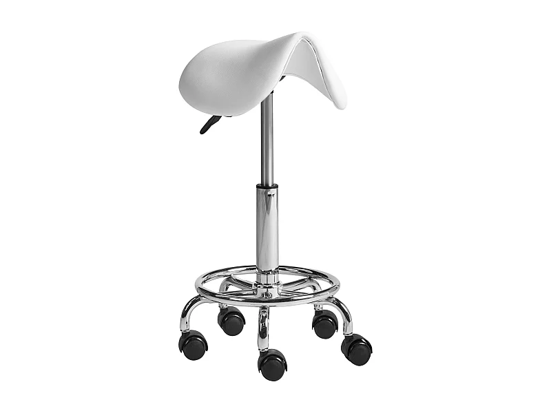 Tabouret de selle DUMONT Cuir PU Blanc