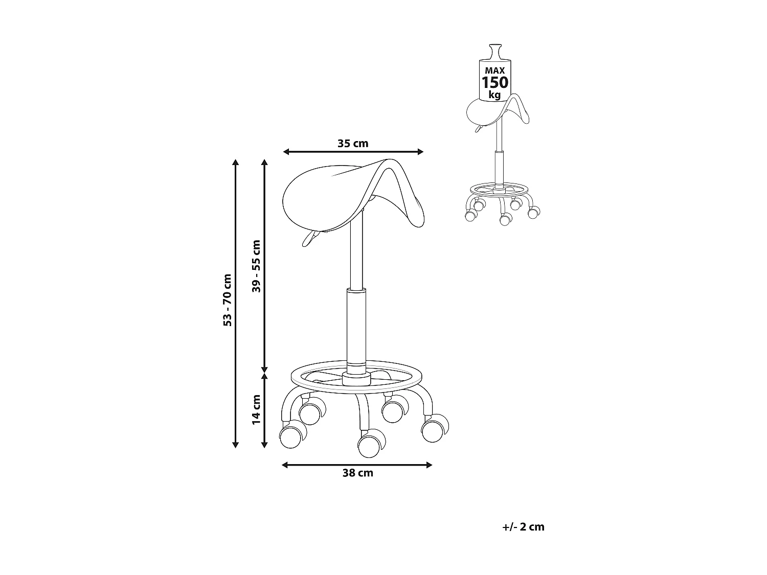 Tabouret de selle DUMONT Cuir PU Blanc