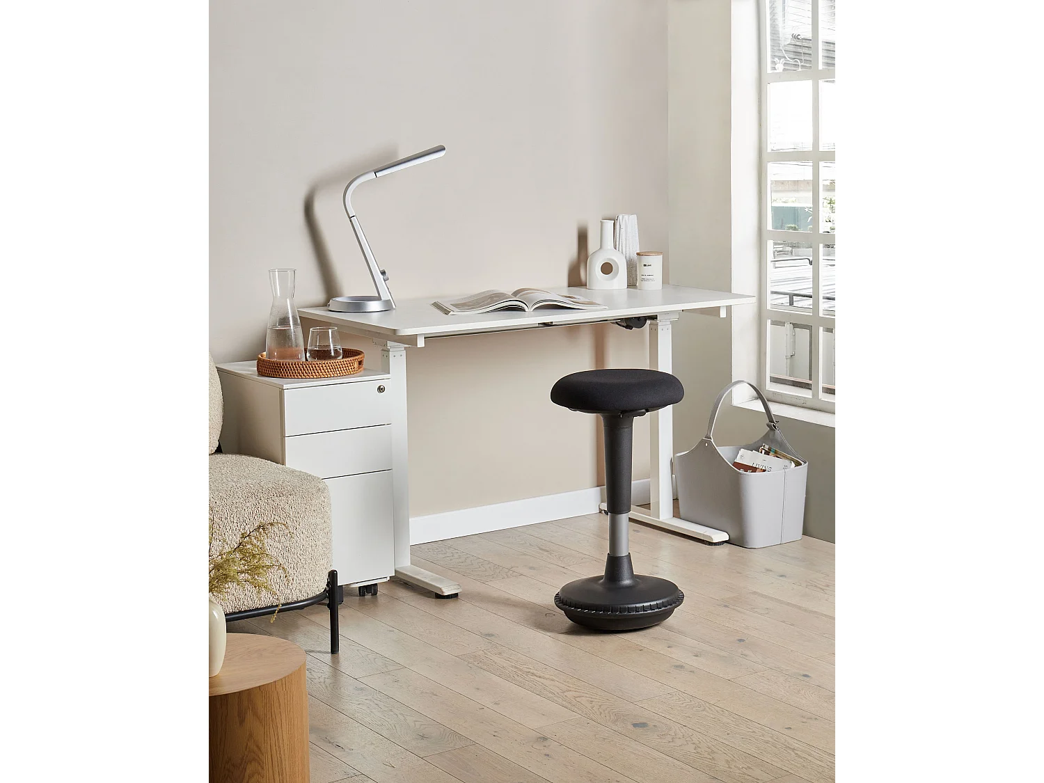 Tabouret oscillant ESTELL Tissu Noir