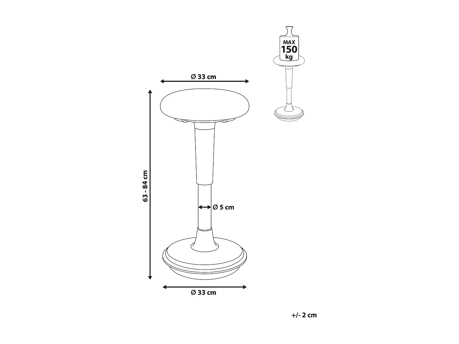 Tabouret oscillant ESTELL Tissu Noir
