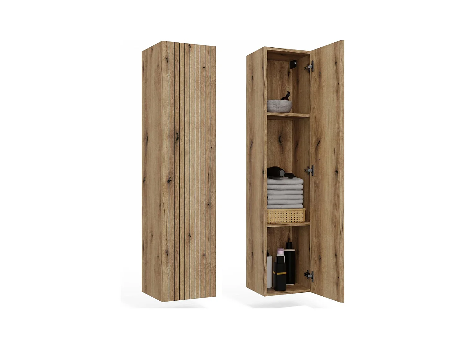 Szafka TIGO 1D|Dąb Evoke | 31x29,5x135 cm |Słupek Łazienkowy