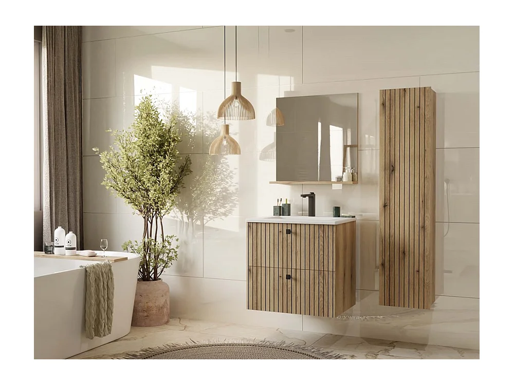 Szafka pod umywalkę wisząca TIGO 60 2S| Dąb  Evoke |  60x45.5x57 cm | 2 szuflady