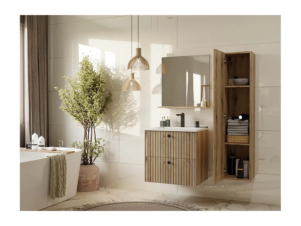 Szafka pod umywalkę wisząca TIGO 60 2S| Dąb  Evoke |  60x45.5x57 cm | 2 szuflady