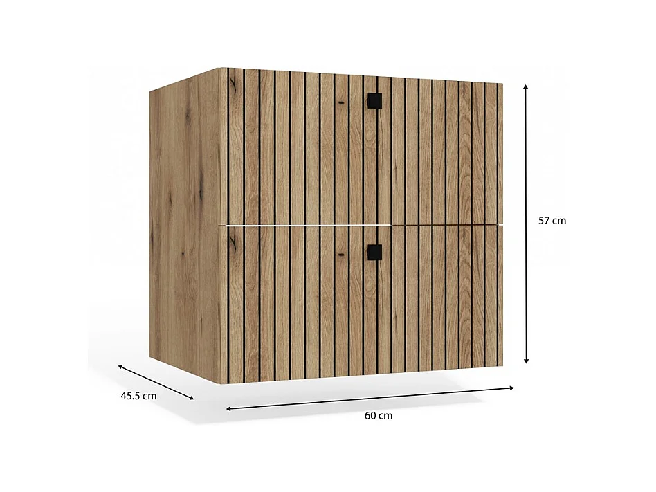 Szafka pod umywalkę wisząca TIGO 60 2S| Dąb  Evoke |  60x45.5x57 cm | 2 szuflady