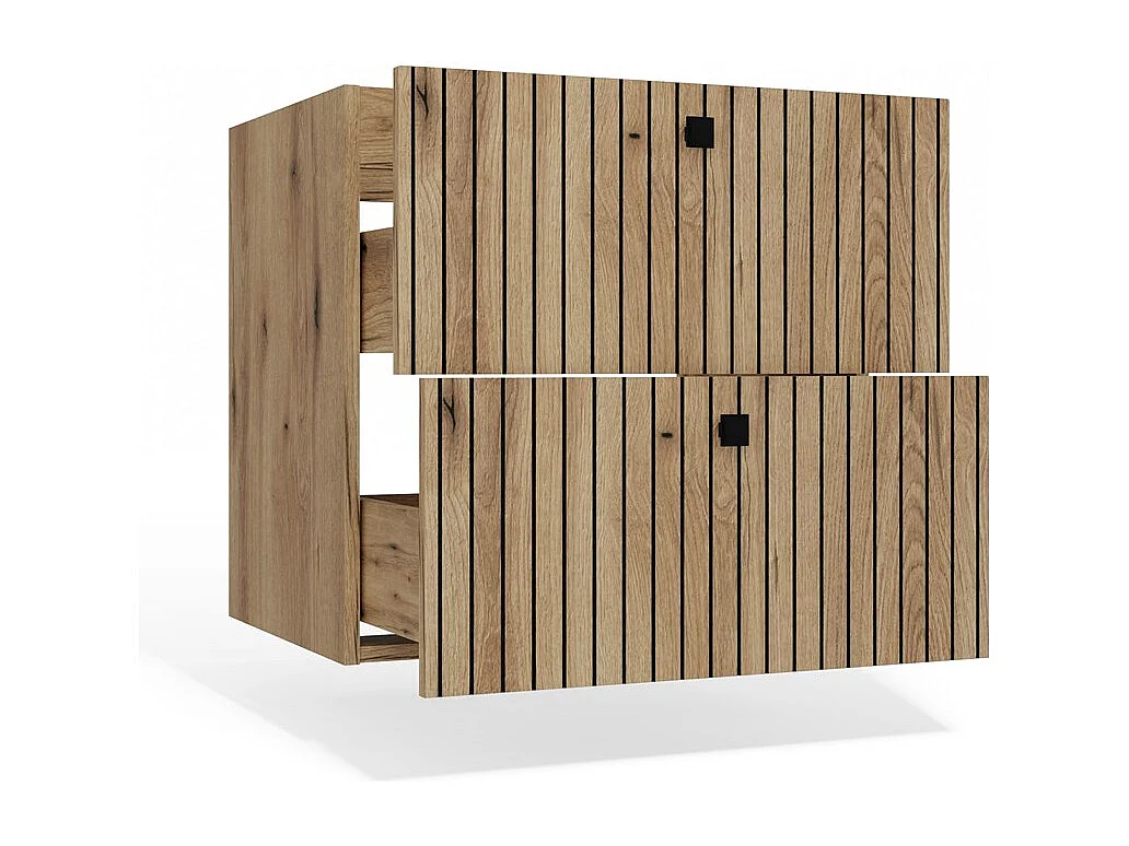 TIGO - mobile sotto lavabo rovere con frontale scanalato