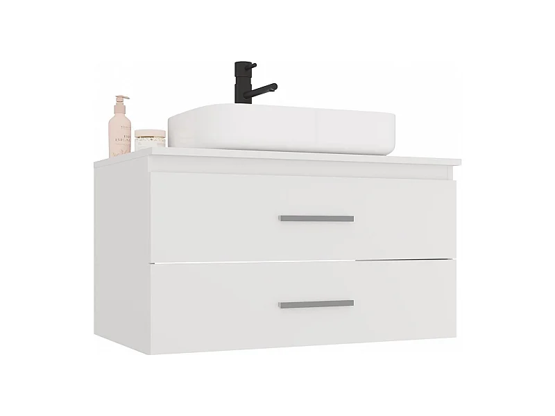 NEL - meuble de salle de bain avec 2 tiroirs pour lavabo, blanc - 80×45×50 cm